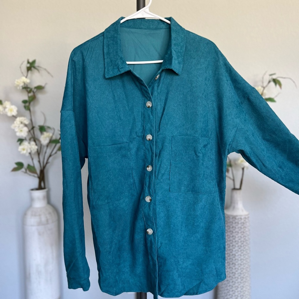 Drop shoulder - pockets at front - Longline blouse - Jacket- Oversized